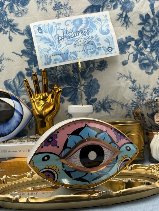 The Procuress Collection Other - 🆕 THE PROCURESS COLLECTION 🧿 All-Seeing Eye Paperweight - Boho Gold Pink